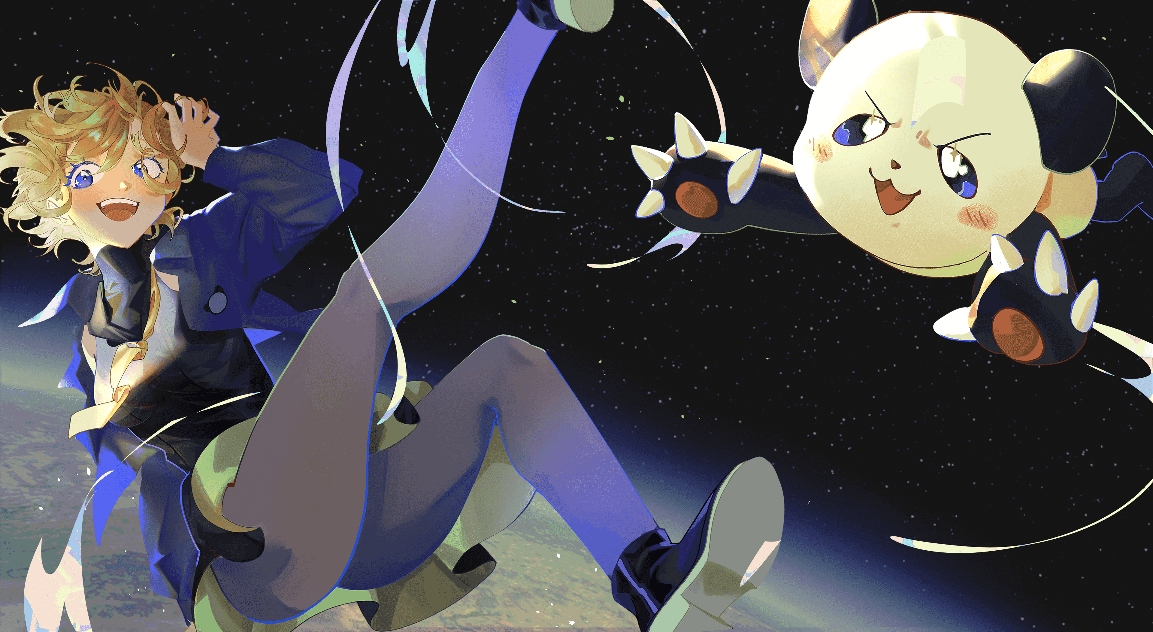 Miki and Panda in space